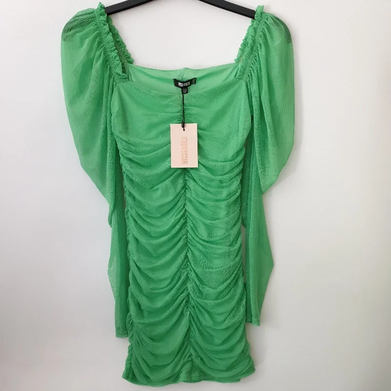 Missguided Dress Mesh Ruched Green UK 12 ****Ref V345