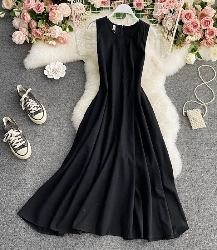 Simple A line round neck dress fashion dress  841