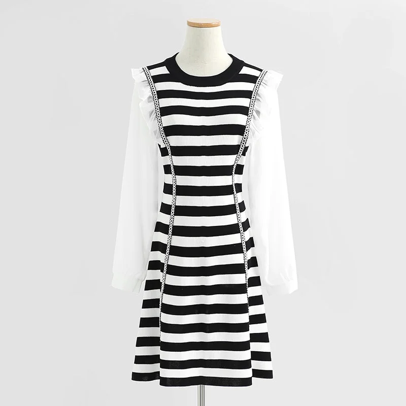 Slim striped knitted dress  2423