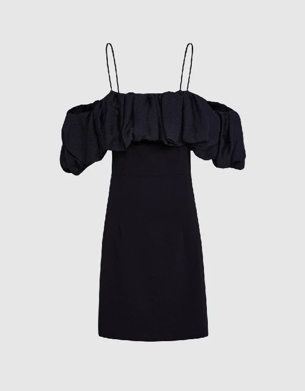 Contrast Ruffle Mini Dress